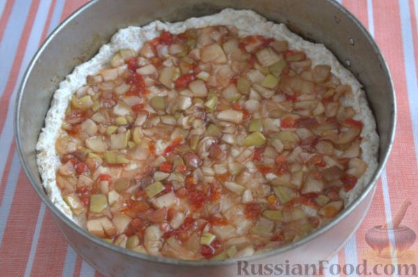 Пирог с калиной и яблоками (на творожном тесте)