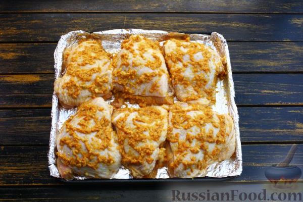 Курица, запечённая в пикантном мандариновом маринаде
