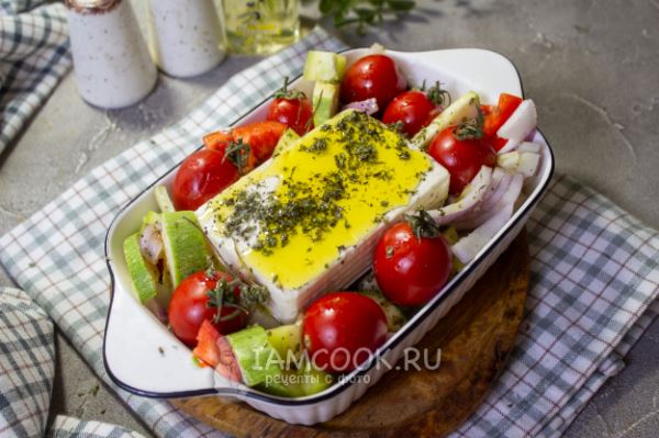 Запеченные овощи с сыром фета (в духовке)