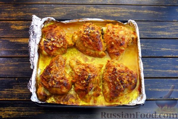 Курица, запечённая в пикантном мандариновом маринаде