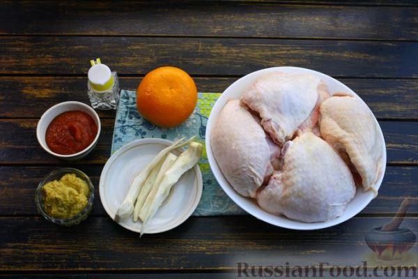 Курица, запечённая в пикантном мандариновом маринаде