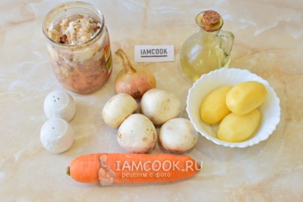 Грибной суп с тушенкой