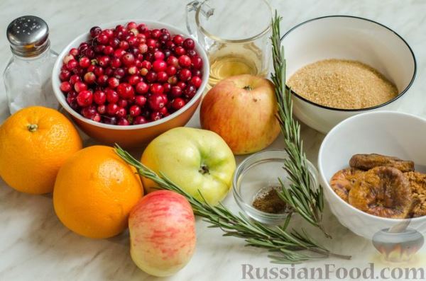 Клюквенный чатни с яблоками, инжиром и розмарином